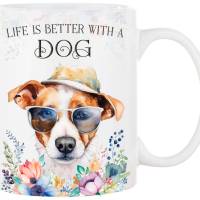 Hunde-Tasse LIFE IS BETTER WITH A DOG mit Jack Russell Terrier Bild 1