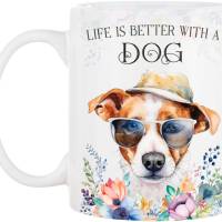 Hunde-Tasse LIFE IS BETTER WITH A DOG mit Jack Russell Terrier Bild 2