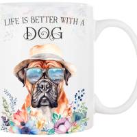 Hunde-Tasse LIFE IS BETTER WITH A DOG mit Bullmastiff Bild 1