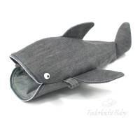 Stiftemäppchen Walhai / Mäppchen Hai Jeans grau upcycling, ohne Taschengurt Bild 1
