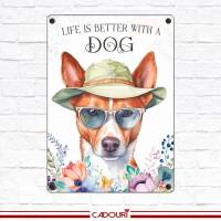 Hundeschild LIFE IS BETTER WITH A DOG mit Basenji Bild 2