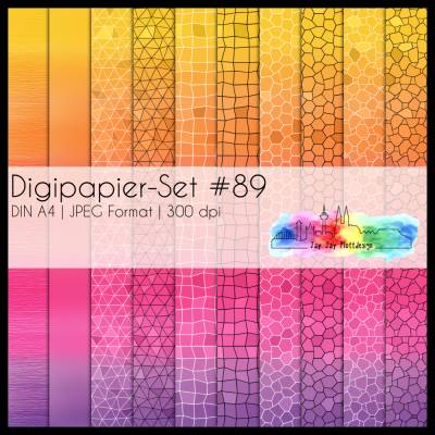 Digipapier Set #89 (gelb, orange, pink, lila) abstrakte & geometrische Formen  zum ausdrucken, plotten & mehr