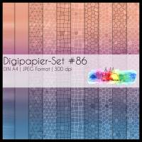 Digipapier Set #86 (orange, pink, violett, petrol) abstrakte & geometrische Formen  zum ausdrucken, plotten & mehr Bild 1