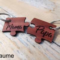 Wunderschöne Schlüsselanhänger aus Holz zum Vatertag und Muttertag, perfekte Geschenkidee als SET! Bild 2
