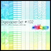 Digipapier Set #102 (blau, türkis, grün, gelb) abstrakte & geometrische Formen  zum ausdrucken, plotten & mehr Bild 1