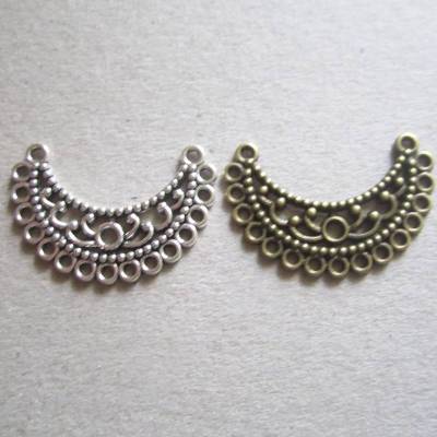 4x Collier Anhänger Verbinder Zwischenelement Halbmond mit Filigran Muster 2 Farben zur Auswahl