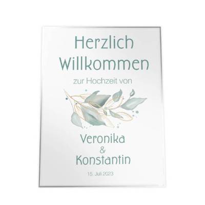 Hochzeit Willkommensschild Salbei II personalisierbar