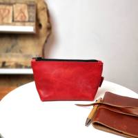 Kleine Tasche aus Leder, Ledertäschchen, Krimskramstasche in rot Bild 1