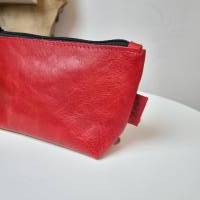 Kleine Tasche aus Leder, Ledertäschchen, Krimskramstasche in rot Bild 2