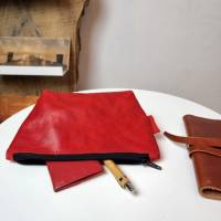 Kleine Tasche aus Leder, Ledertäschchen, Krimskramstasche in rot Bild 3