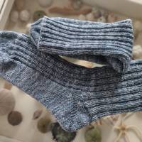 Socken handgestrickt, Größe 38/39, Wollsocken, Damensocken, Herrensocken, blau-meliert Bild 3