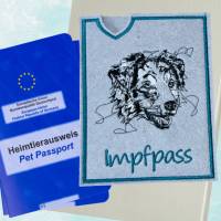 Einsteckhülle für Impfpass/EU-Heimtierausweis mit Hundemotiv bestickt, gefertigt aus Filz - ein ganz besonderes Geschenk Bild 3
