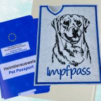 Einsteckhülle für Impfpass/EU-Heimtierausweis mit Hundemotiv bestickt, gefertigt aus Filz - ein ganz besonderes Geschenk Bild 4