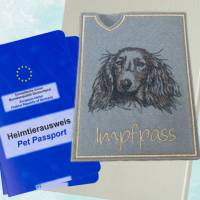 Einsteckhülle für Impfpass/EU-Heimtierausweis mit Hundemotiv bestickt, gefertigt aus Filz - ein ganz besonderes Geschenk Bild 5