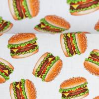 ♕ Baumwollstoff mit Burgern Hamburgern in schwarz oder weiß 50 x 147 cm ♕ Bild 4