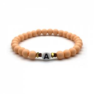 Perlenarmband - Peach - mit Initialen, Individualisierbar mit Buchstaben, Buchstabenarmband Bild 1