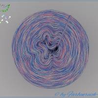 Farbenreich-Wolle Eis-Strudelbobbel "SCHLUMPFEIS MIT MARSHMALLOWS" - mit Glitzer - 4-fädig, versch. Lauflängen, Bild 1