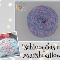 Farbenreich-Wolle Eis-Strudelbobbel "SCHLUMPFEIS MIT MARSHMALLOWS" - mit Glitzer - 4-fädig, versch. Lauflängen, Bild 3