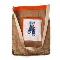 Tasche aus Jutesack mit Außentasche und einem langen Henkel, viel Stauraum 40 x 48 cm Bild 1