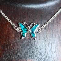 Zierliche Kurzkette mit Abalone-Schmetterling silberfarben Bild 2