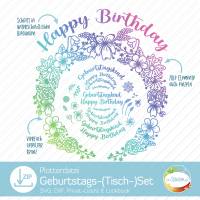 Plotterdatei Geburtstagsblumen, SVG für ein Tischset, Blumenkranz, Geburtstagskind, Happy Birthday, Glückwünsche Bild 1