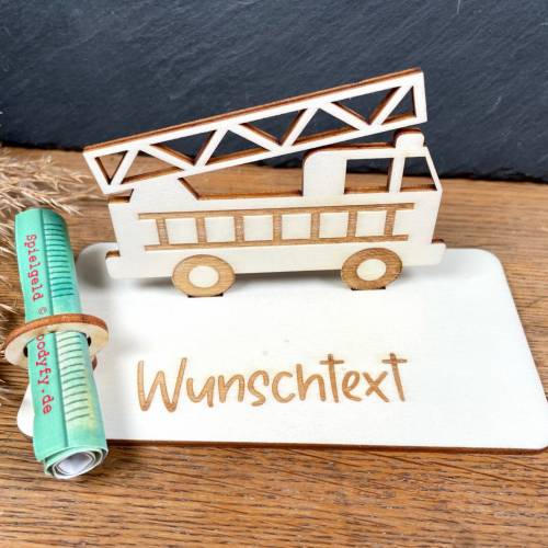 Geldscheinhalter Feuerwehr, Feuerwehrauto, Geburtstag, Geschenk, Wunschtext, Personalisierbar