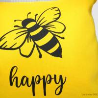 Outdoor Kissen gelb Biene be happy Outdoorstoff mit Reißverschluß Innenkissen, by BuntMixxDESIGN Bild 2
