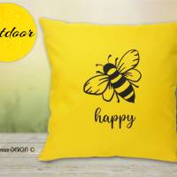 Outdoor Kissen gelb Biene be happy Outdoorstoff mit Reißverschluß Innenkissen, by BuntMixxDESIGN Bild 6