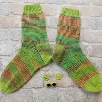 Handgestrickte Socken Grün- bunt Größe 34/35 Bild 1