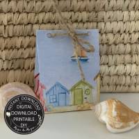 FREEBIE | Geschenk Box Tasche Schachtel Sommer Insel Ferien  | DIY zum selbst drucken Bild 2