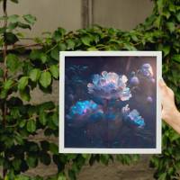 Digitaler Download Motiv "Iridescent Flowers" Sublimation png 300dpi 20x20 cm Kunstdruck Wanddeko Kartenbasteln Bild 1
