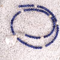 Blaue Sodalith Kette, kombiniert mit weißem Perlmutt Bild 4