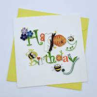 Quilling Grußkarte Geburtstag Happy Birthday Bienen Bild 1