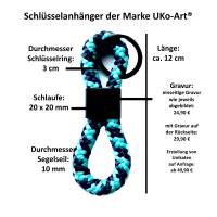 personalisierter Schlüsselanhänger mit Pferd und Wunsch-Name, Segelseil/Segeltau in 24 Farben Bild 2