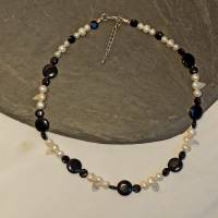 Halskette Biwa-Perlen und Onyx schwarz-weiß Bild 3