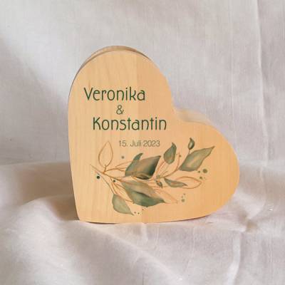 Zirbenherz mit Zirbenspänen Design Salbei II