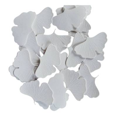 20 Ginkgo Blätter gestanzt, weisser Karton, Streudeko, Stanzteile, Scrapbooking, Kartengestaltung