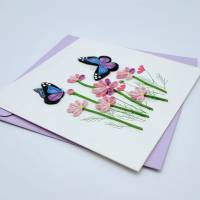 Quilling Grußkarte Schmetterling mit Blumen - Papierkunst Bild 2