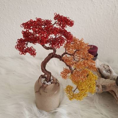 Tricolor Bonsai Baum/ als Drahtbaum im Asia Look Unikat/ Geschenkidee / Dekoration für zu Hause/ Baum aus Draht