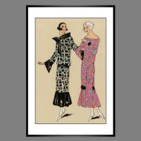 Mode Fashion Illustration 1923 Voilantkleider Paris  KUNSTDRUCK Poster - Modemagazin Vintage Art - Shabby - Wanddeko Bild 1
