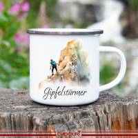 Emaille Tasse GIPFELSTÜRMER - Watercolor Motiv 4, Outdoorbecher, Geschenk für Bergsteiger, Kletterer Bild 1