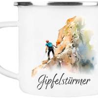 Emaille Tasse GIPFELSTÜRMER - Watercolor Motiv 4, Outdoorbecher, Geschenk für Bergsteiger, Kletterer Bild 3