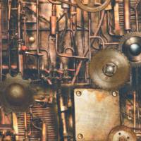 ♕ French Terry mit Zahnräder Steampunk Mechanik Gothic 50 x 150 cm ♕ Bild 6