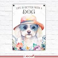 Hundeschild LIFE IS BETTER WITH A DOG mit Bichon Frisé Bild 2