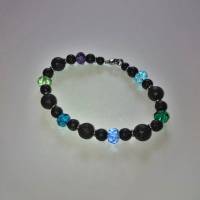 Lava Armband | Lavastein Glas Edelstahl | schwarz grün blau lila petrol silber | 18,8 cm Bild 3