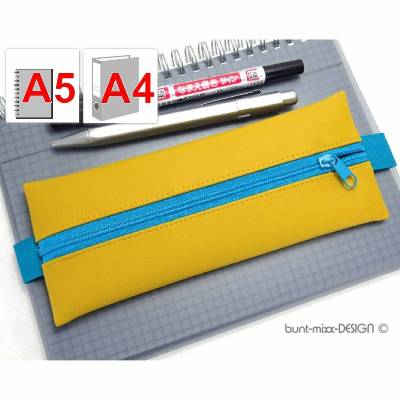 Mäppchen senfgelb senf Gummiband petrol türkis A4 Ordner A5 Planer Skizzenbuch, handmade by BuntMixxDESIGN ©