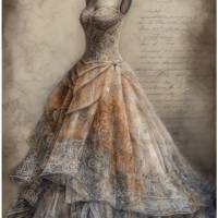Bastelpapier - Decoupage-Papier - A4 - Softpapier - Vintage - Shabby - Vintage Dress - Kleid - 13278 Bild 1