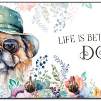 Hundegarderobe LIFE IS BETTER WITH A DOG mit Pekinese Bild 1