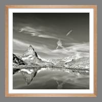 Matterhorn mit Spiegelung im Riffelsee, Zermatt Schweiz Berge analoge schwarz weiß Fotografie, KUNSTDRUCK Vintage Art Bild 6