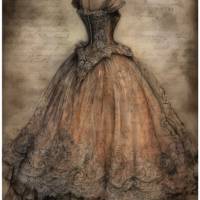 Bastelpapier - Decoupage-Papier - A4 - Softpapier - Vintage - Shabby - Vintage Dress - Kleid - 13279 Bild 1